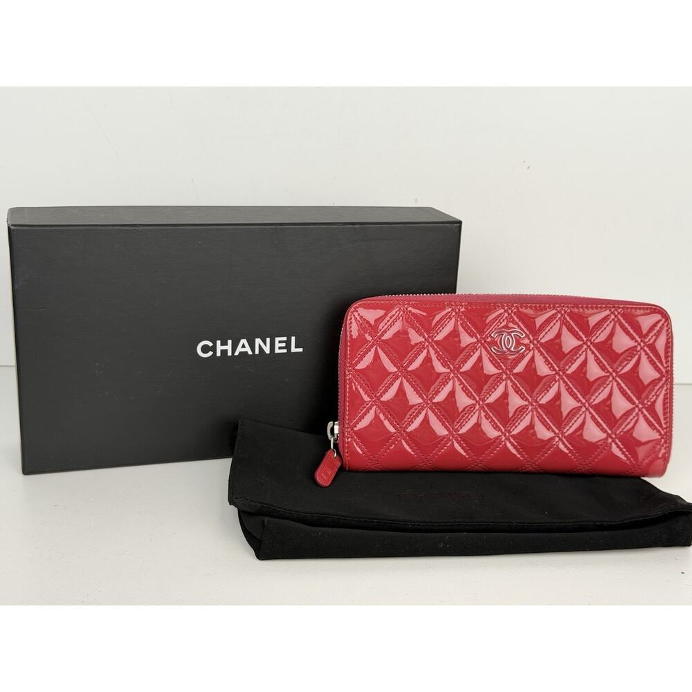 Chanel Brilliant Matelasse Long Zip-Around Wallet Pink Patent Leather 2014-2015 - Picture 10 of 16